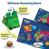 Geography-themed trivia game with cards, world map, and die for ages 7+