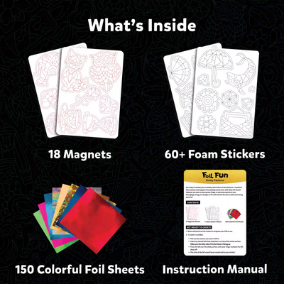 Craft kit with magnets foam stickers colorful foil sheets and instruction manual for creative projects