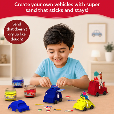 Sandeezy: Cars, Trucks, & More! | Sensory Toy & Pretend Play Set | Gifts for Ages 3-7