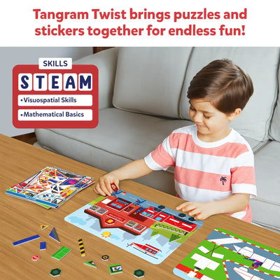 Colorful children’s puzzle and sticker set to boost visuospatial and math skills