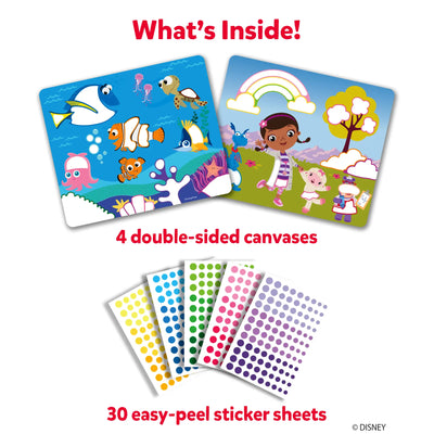Children’s art activity set with double-sided canvases and easy-peel Disney stickers