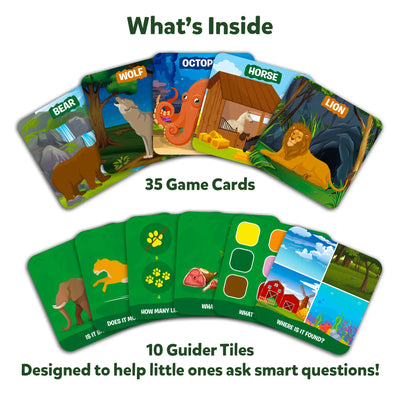 Educational animal and question prompt game cards from Guess in 10 Junior World of Animals for ages 3-6