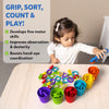 Colorful geometric shapes and cups toy for fine motor and sorting skills development