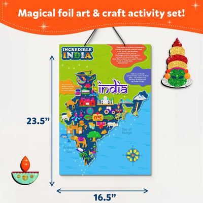 Colorful foil India map craft activity from the World Travel Adventure Pack for ages 4+