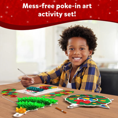 Mess-free poke-in art activity set for kids to create DIY Christmas decor