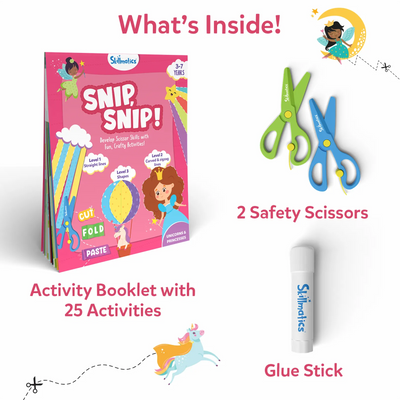 Kids craft kit for cutting and pasting activities from Snip Snip Unicorns & Princesses Art & Craft Kit