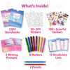 Creative kids art kit with storybooks stickers markers and pencils for ages 5-10