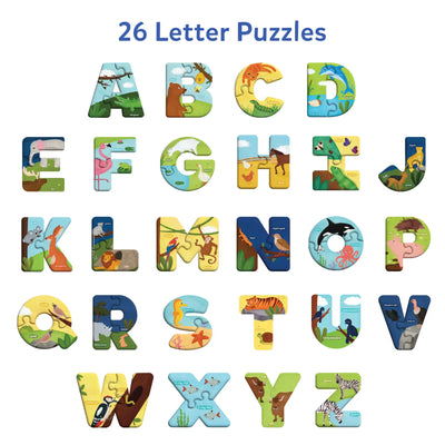 The Animal Alphabet |  Fun & Educational 52 Piece Jigsaw Puzzle (ages 3-6)