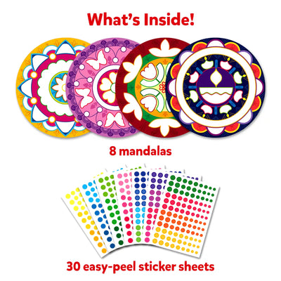 Craft kit with colorful mandalas and easy-peel stickers for kids ages 3 to 7
