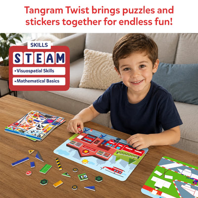 Tangram Twist - Off We Go! | No Mess Sticker Art (ages 4-7)