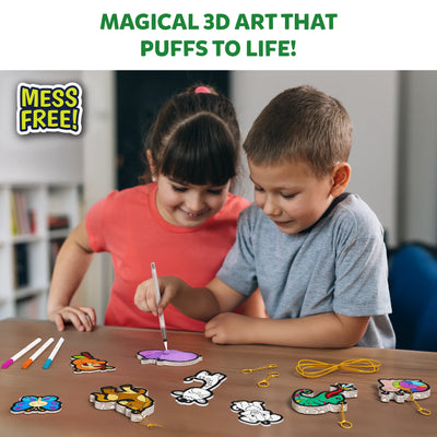 Children creating colorful 3D animal art with Aqua Puffs Animal Friends 3D Art Kit