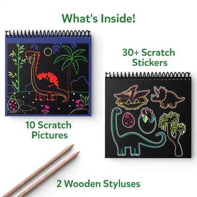 Travel Friendly Magical Scratch Art Book: World of Dinosaurs (ages 3-8)