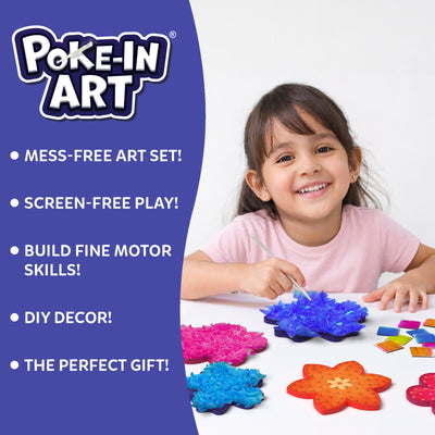 Colorful Poke-in Art flower templates and art materials for mess-free kids’ creativity