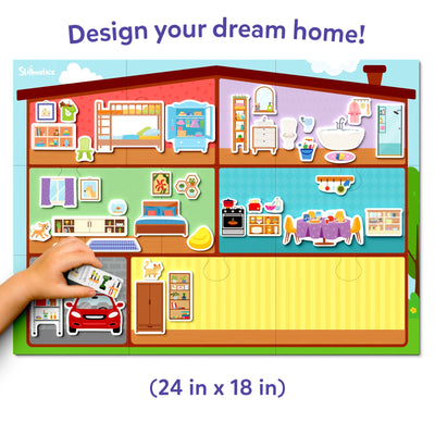 Colorful Magnetic Playboard of a Multi-Room House with Furniture for Creative Play