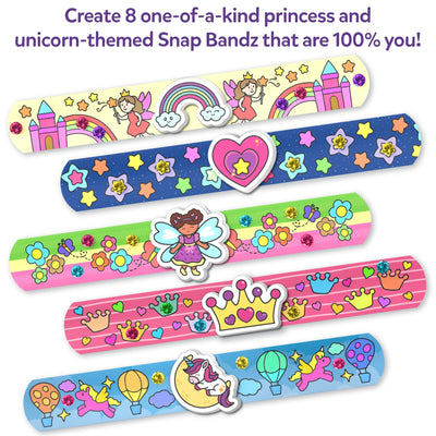 Colorful customizable princess and unicorn slap bracelets for kids DIY craft activity