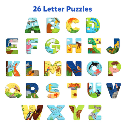 The Animal Alphabet |  Fun & Educational 52 Piece Jigsaw Puzzle (ages 3-6)