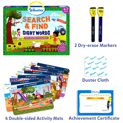 Children’s educational game box for sight words on reusable activity mats for ages 3-6