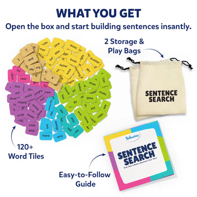 Educational Sentence Building Kit with Color-Coded Word Tiles and Storage Bags for Ages 5-8