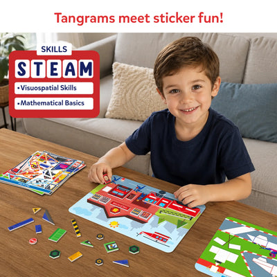 Tangram Twist - Off We Go! | No Mess Sticker Art (ages 4-7)