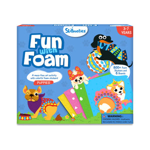 Children’s foam sticker art kit with puppy designs for ages 3-7
