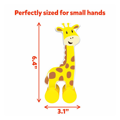 Yellow and brown giraffe-shaped baby teether from Pop Roll & Play Bundle for 9-36 months
