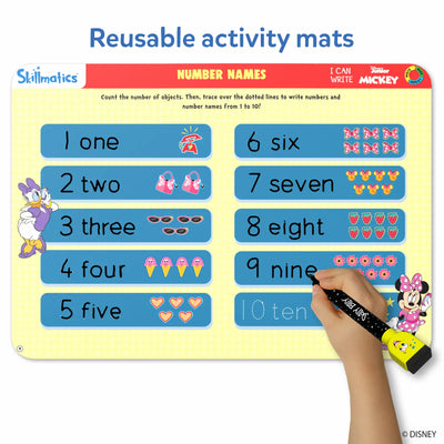 Reusable Disney Junior Mickey Mouse activity mat for learning numbers 1 to 10 for ages 3-6