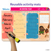 Educational activity mat with Disney Princesses for practicing writing months, days, dates