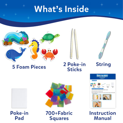 Poke-in Art Underwater Animals kit with foam pieces fabric squares and poke-in sticks