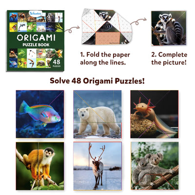 Origami Puzzle Book with 48 Animal-Themed Puzzles from Craftopedia Coolest Creatures