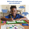Young boy creating storybooks with craft supplies in the My Storybook Art Kit All My Adventures