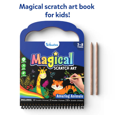 Travel Friendly Magical Scratch Art Book: Amazing Animals (ages 3-8)