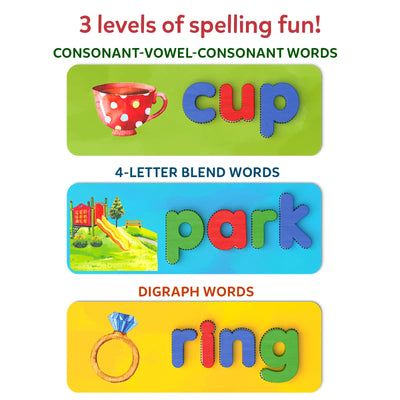 Educational spelling game with magnetic letters for ages 4-7 in Ready To Spell Learning Activities