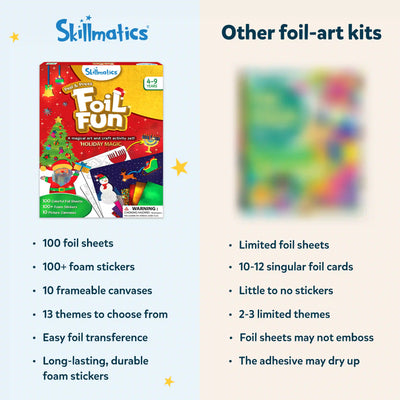 Foil Fun Holiday Magic art kit comparing Skillmatics and other foil-art kits for kids