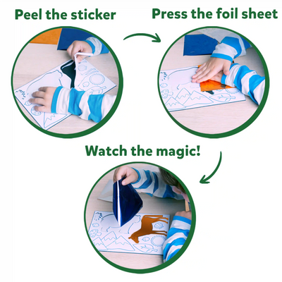 Instructions for Foil Fun World Of Animals art craft kit for kids ages 4-9