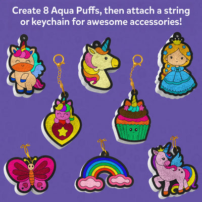 Colorful textured unicorn, rainbow, and fantasy craft charms for kids 3D art kit