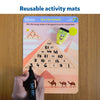 Reusable educational activity mat with pyramid number puzzle and marker for ages 6+
