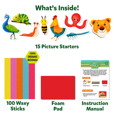 Children’s art kit for making colorful window decorations in Waxy Window Art set