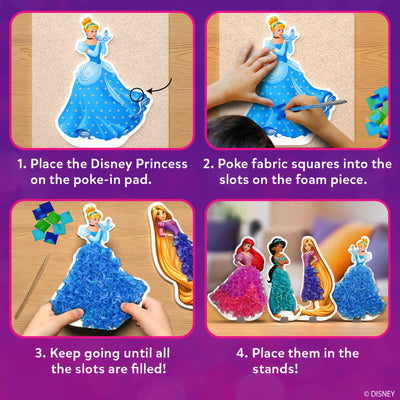 Create Disney princesses with Skillmatics Poke-in Art Kit for ages 4-9 using foam pieces and fabric squares
