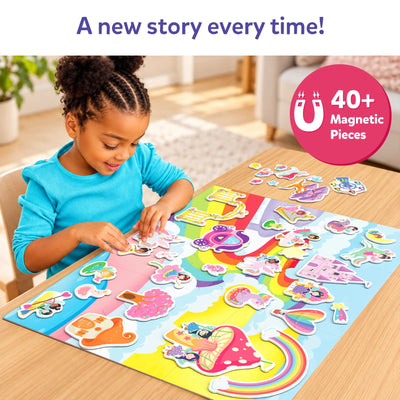 Colorful Magnetic Play Board with Over 40 Pieces for Imaginative Play in Magnetopia Princess Unicorn Land