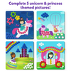Children’s art activity kit with unicorn and princess-themed pictures and colorful pegs