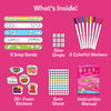 Craft kit for creating custom Snap Bandz with markers, stickers, and gems for kids