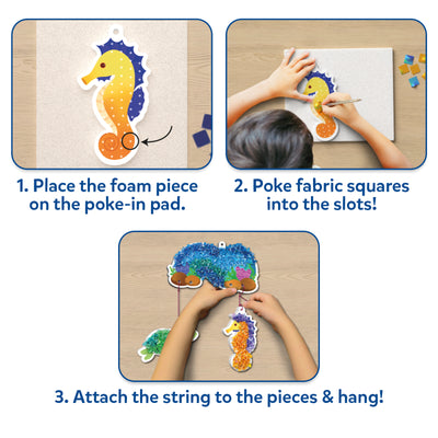 Instructions for creating a fabric art mobile with Ocean Creatures for Kids ages 4-9