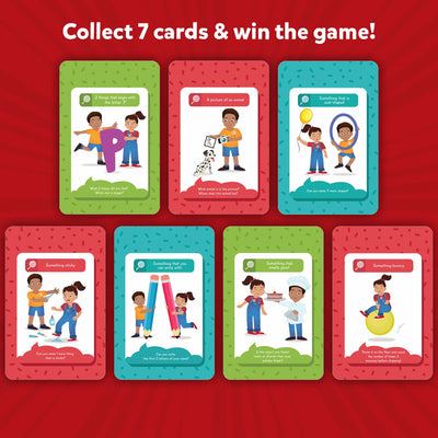 Brightly colored learning game cards from Found It! Home Edition Smart Scavenger Hunt for ages 4-7