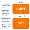 Double-sided Sight Words Flash Cards with answers on back and color-coded decks for ages 4-9