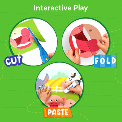 Children’s craft kit demonstrating cutting, folding, and pasting for creating animals
