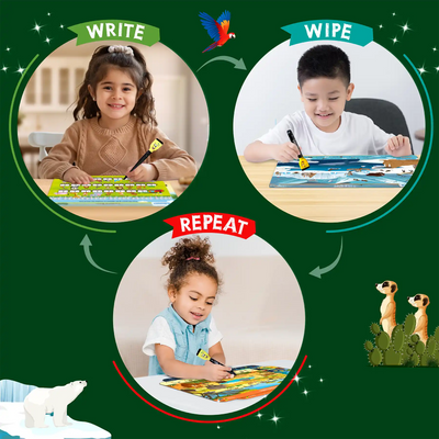 Three-stage educational toy for children from Search & Find Animals Reusable Activity Mats