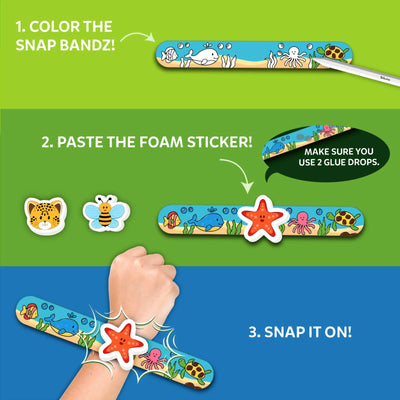 Instructions for creating and wearing a customizable Snap Bandz Animal Friends bracelet