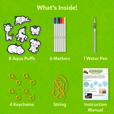 Craft supplies for creating Aqua Puffs Animal Friends keychains 3D art kit
