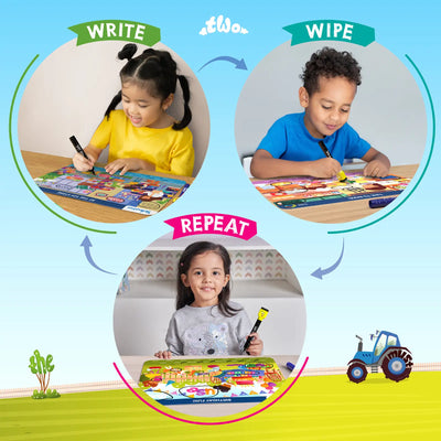 Reusable learning board for children from Search & Find Sight Words Activity Mats for ages 3-6