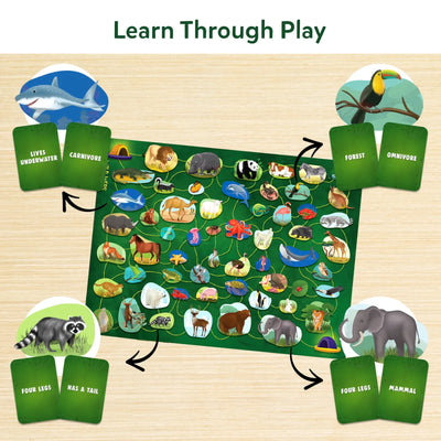 Children playing Wild Webs Animal Learning Board Game for kids ages 6 and up